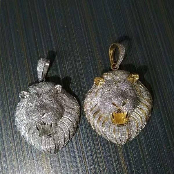 

2021 link chain big pendants mens jewelry hip hop luxury designer necklace bling diamond lion animal rapper dj accessories, Silver