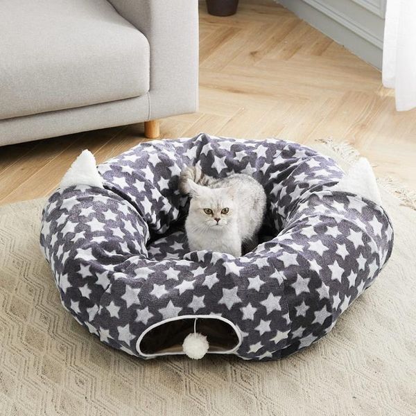 

cat beds & furniture premium plush dog tunnel bed with cushion kitten longer crinkle collapsible 3 way tube toy kitty small puppy puzzle