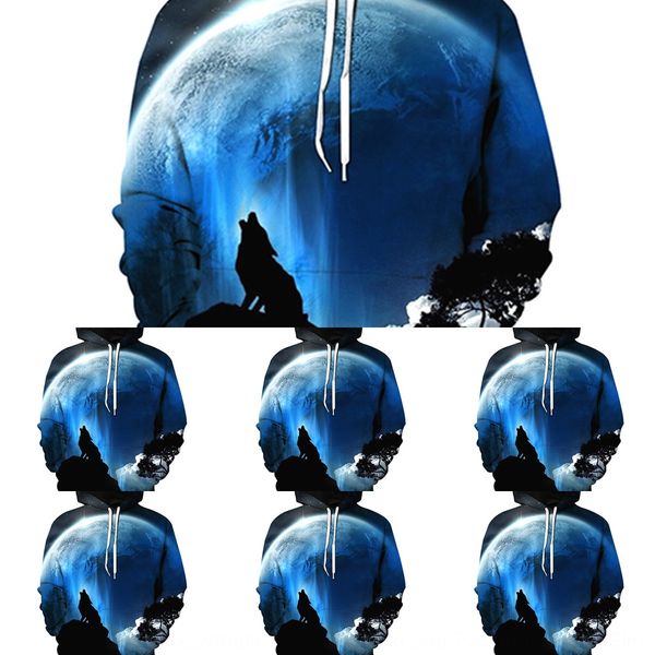 

3d pullover star digital moon lion print hooded pocket pullover sweater for men fashion hooded men-0902 ddo7r, Black
