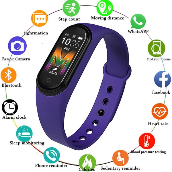 

men's women's sports watch bluetooth, m5 smart wristband with call, music, heart rate and blood prsure control