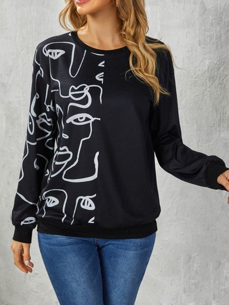 

emery rose figure graphic crew neck sweatshirt p7rh#, White;black