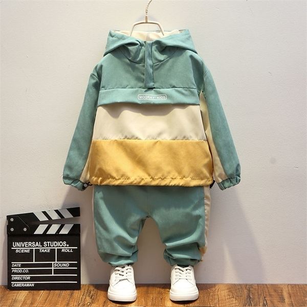 

boys sports set spring autumn casual toddler teens boys clothes color matching coat pant children clothing set kids tracksuits y200623, White
