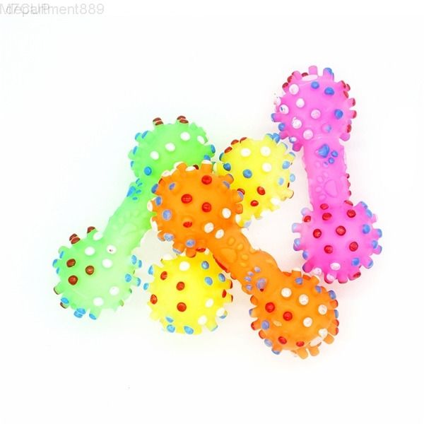 

colorful dotted dumbbell shaped dog toys squeeze squeaky faux bone pet chew for dogs
