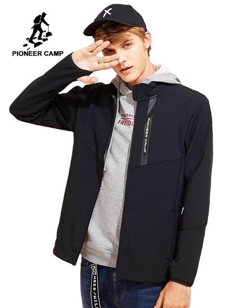 

pioneer camp waterproof jacket men brand-clothing casual windbreaker fleece warm coat male quality autumn winter kg-870, Black;brown