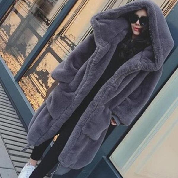 

autumn winter women's coat new fleece fur jacket coat big size women's loose zipper pocket hooded ladies outerwear#11091, Black