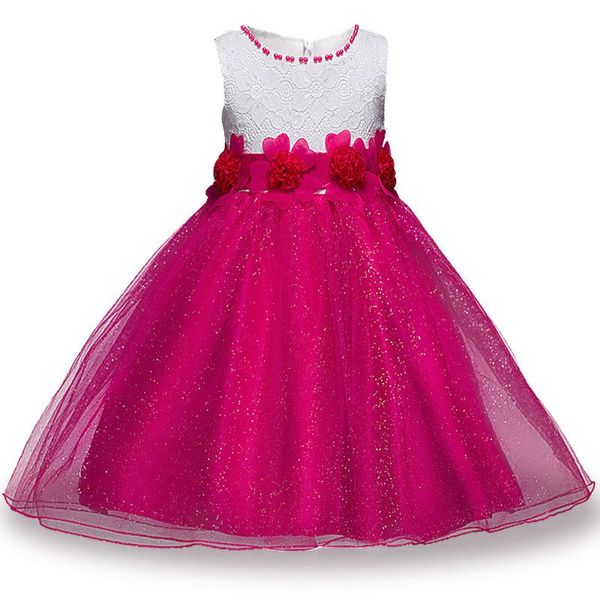 

girl's dresses christmas girls dress children flower sleeveless party wedding elegent princess vestidos brthday ball gown, Red;yellow