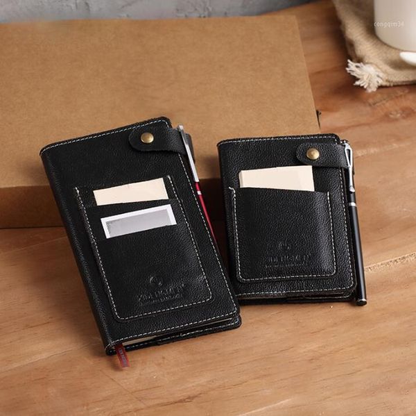 

k&kbook genuine leather notebook a5 a6 a7 diary journal mini notepad with pocket office planner school office1, Purple;pink