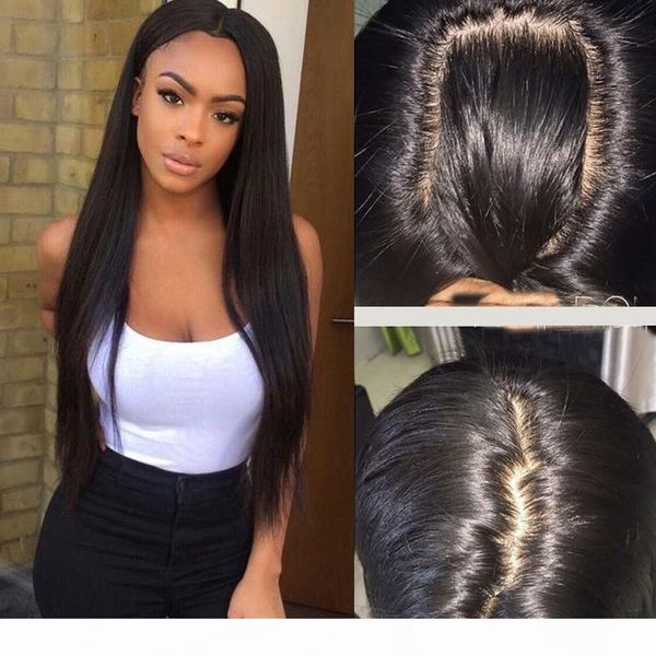 

silk base lace front wigs for black women long straight brazilian virgin real silk full lace wigs with pre plucked hairline, Black;brown