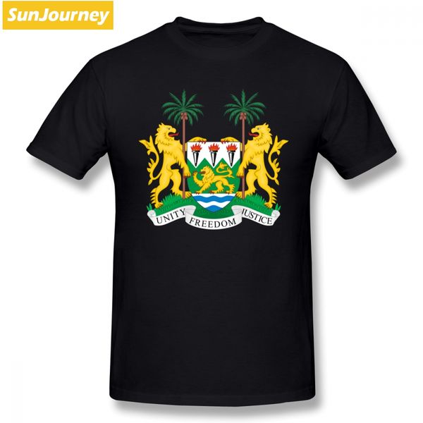 

sierra leone coat of arms men t shirt popular vintage big size cotton crewneck short sleeve brand clothing sport hooded sweatshirt hoodie