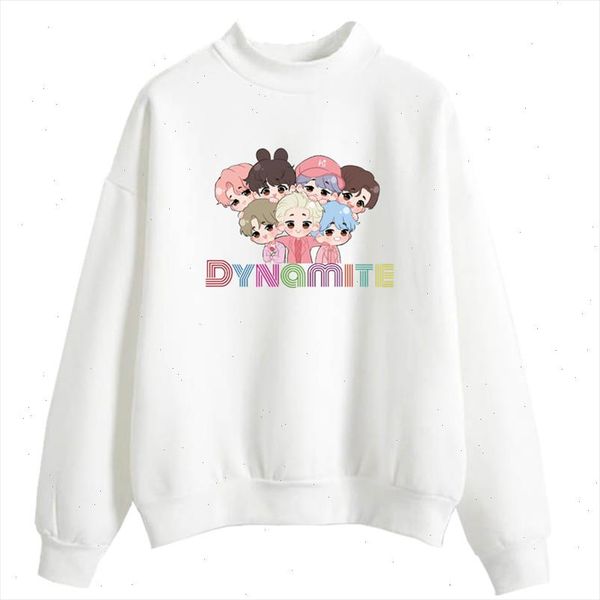 

kpop bangtan boys cute cartoon print sweatshirt new album dynamite autumn and winter fleece wear hoody jacket, Black
