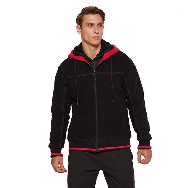 

men's hooded sweatshirt solid color fashion patchwork casual hoodies autumn and winter coat can not afford the ball sportswear1, Black
