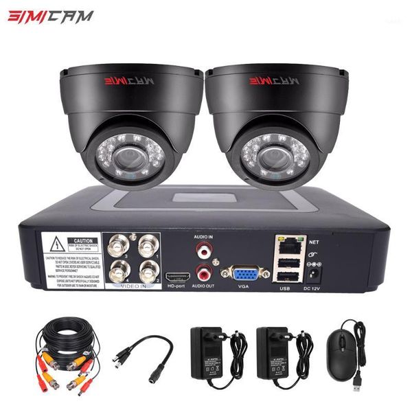 

video surveillance camera system analog ahd 4ch dvr 2pcs dome camera 720p/1080p indoor infrared cctv security system kit1