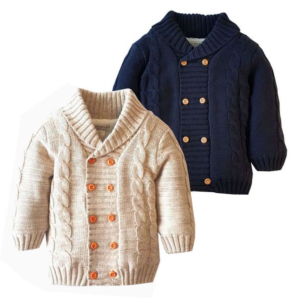 

autumn and winter new cotton plush et double breasted children's sweater, Blue