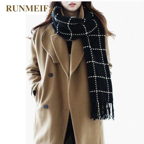 

runmeifa] plaid scarf women 2020 black fashion warm women's scarves winter scarfs wrap shawl blanket bufanda mujer, Blue;gray