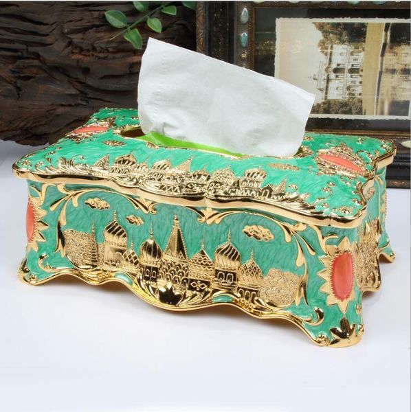 

european luxuriou rectangle tissue box metal tissue boxes table box storage paper napkin holder home decoration zjh068