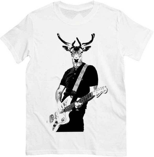 

t-shirt stag rock with guitar white t-shirt guitarist and head animal new funny tee shirt sport hooded sweatshirt hoodie