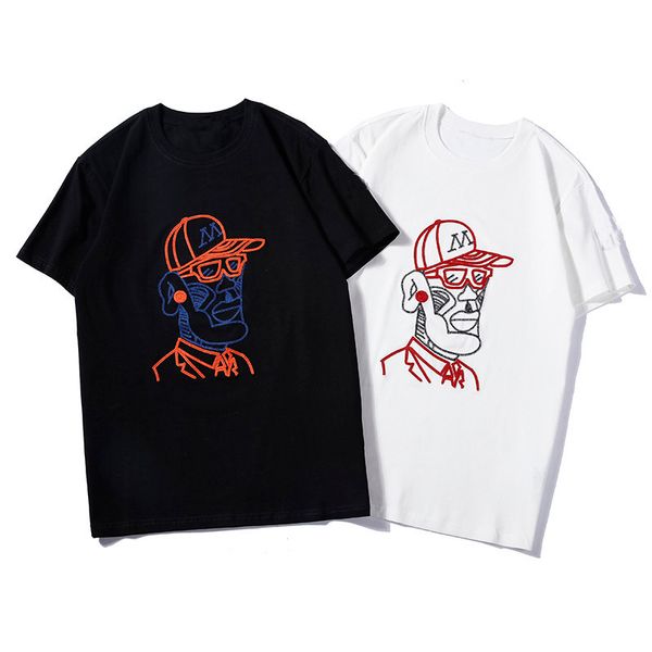 

fashion- mens stylist t shirt comfortable cotton women casual sport short sleeve mens round neck sport tees black white 2 colors, White;black