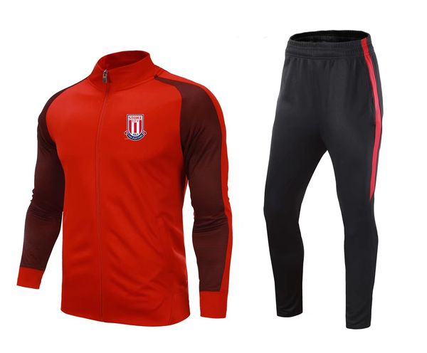 22 Stoke City FC Jaqueta de treino de lazer adulto masculino terno de treinamento esportivo ao ar livre crianças conjuntos ao ar livre kits para casa