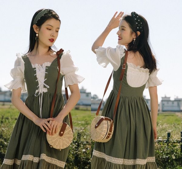 

летнее новое французское квадратного воротник платье horn платье с расширяющимися рукавами на талии показывает тонкий темперамент fzh5t, Black;gray