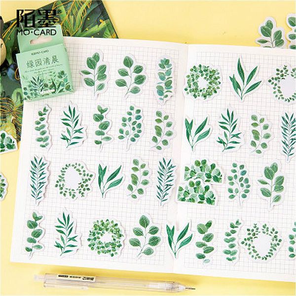 

45pcs lovely green morning notebook notepad sticker creative practical replaceable sticker stationery gift traveler journal, Purple;pink