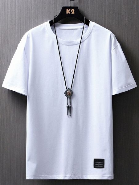 

romwe guys patched front tee m1p7#, White;black