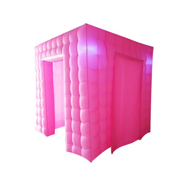 Glamor Pink Color Wedding Cube Disco Tenda Inflable Photo Booth Air Selfie Birthday Center Props per feste o spettacoli