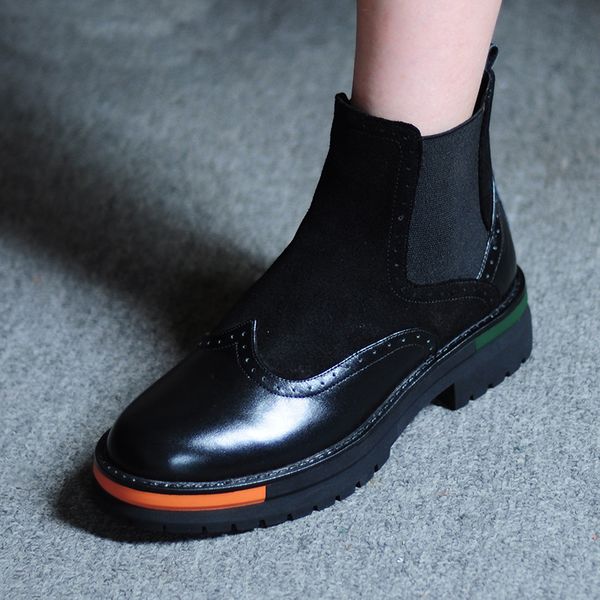 

2020 handcrafted female new vintage genuine leather smooth black ankle autumn ladies platform bullock martin boots 6n2b