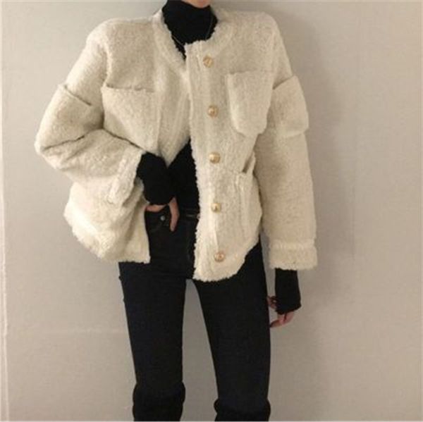 

new autumn women's lamb wool coats korean casual loose fashion plush trendy coat female temperament outerwear 2021, Black