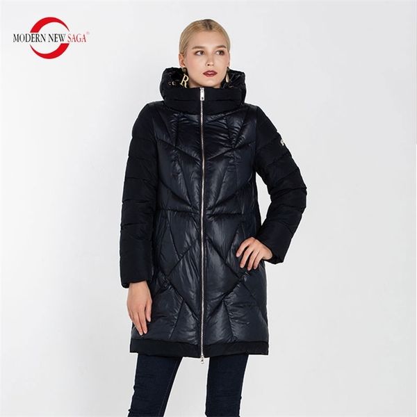 

modern new saga women winter jacket cotton padded coat woman coat winter warm long jacket parka plus size ladies winter coats 201210, Black