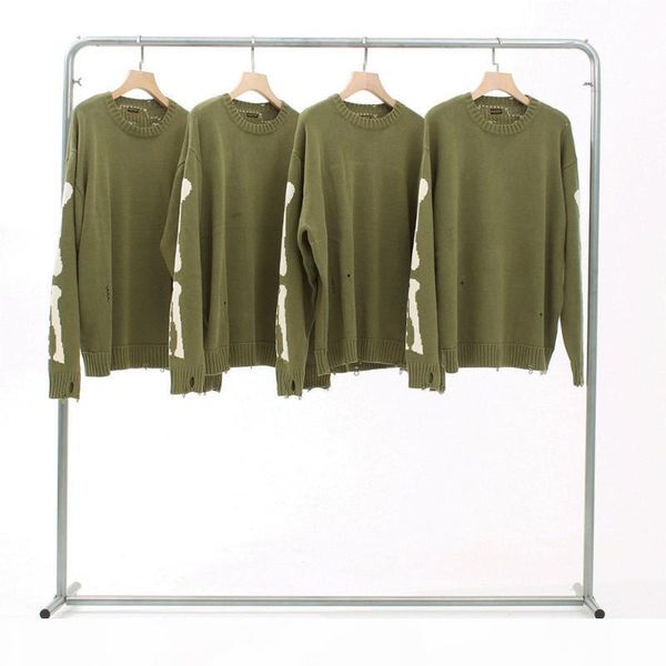 

2020 new kapital rib printed sweaters men women oversized destroy hole pullovers knitted sweater men, White;black