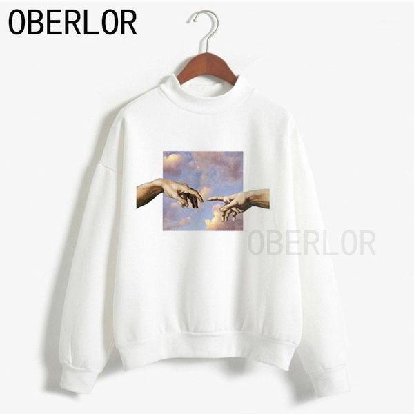 

aesthetic art oil painting sky hoodies ulzzang casual women michelangelo sweater harajuku fun personality print sweatshirts1, Black