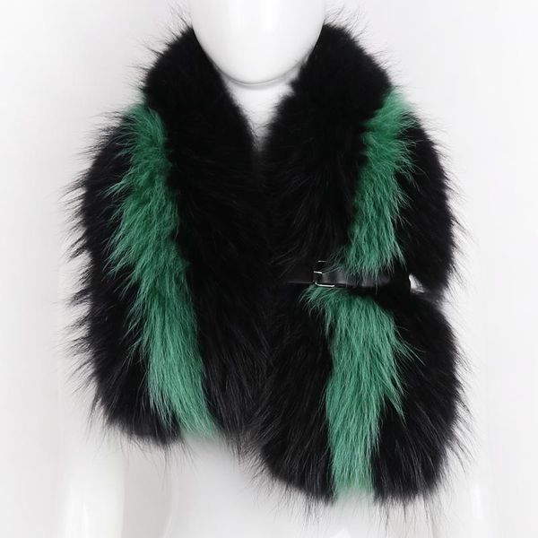 

women real fur scarf raccoon fur scarf natural long, Blue;gray
