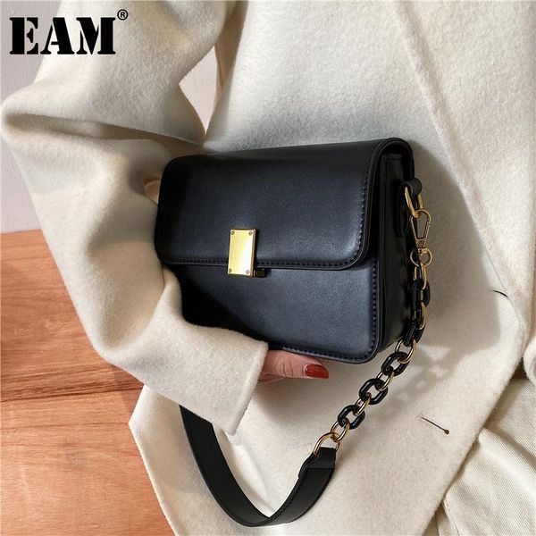 

shoulder bags [eam] women small brief square pu leather flap personality all-match female crossbody bag fashion tide 2021 18a1359