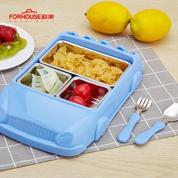 

ребенок 304 из нержавеющей стали обед коробка симпатичные автомобиль bento коробка еда контейнер fda для детей с вилкой и ложкой jllnom