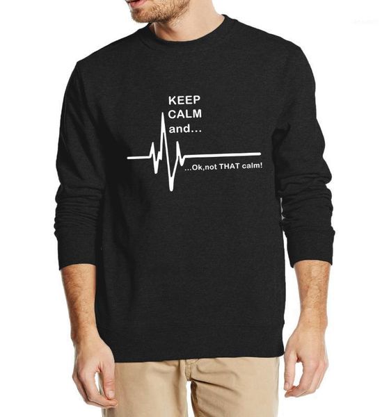 

men's hoodies & sweatshirts funny men ekg heart rate keep calm and...not that letters 2021 spring winter fleece loose hoodies1, Black