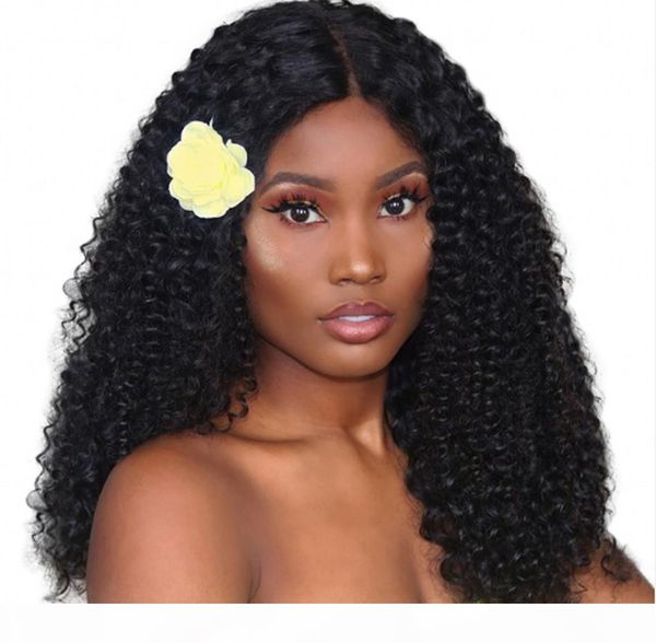

lace front human hair wigs with baby hair virgin kinky curly mongolian hair pre plucked full lace wigs, Black;brown