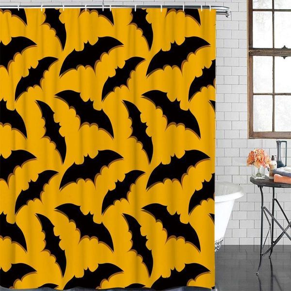 

bathroom curtain halloween bat pattern waterproof fabric shower curtain bathroom decoration shower &12 hook1