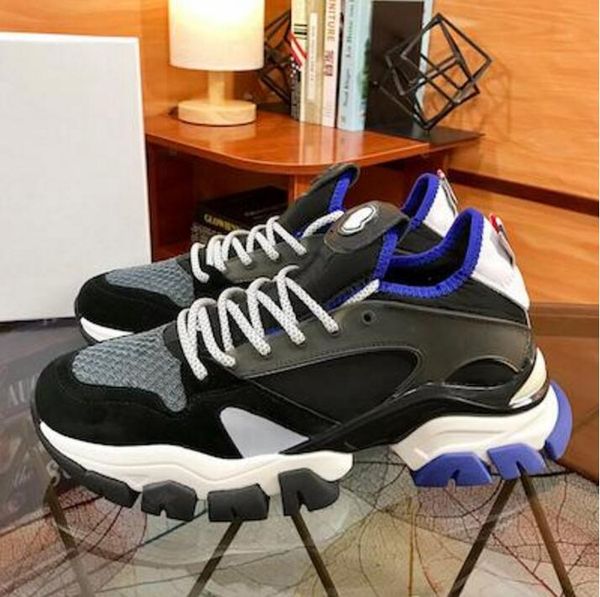 

2021 mens designer shoes vintage platform sneaker calfskin leather trainers comfort casual shoes brand luxury shoes, Black