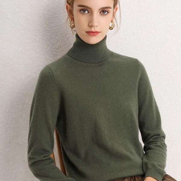 

2021 100% tall turtlenecks knitted or crocheted pure female cashmere soft winter jumpers 10 colours sell warm fashion sweater rovv, White;black