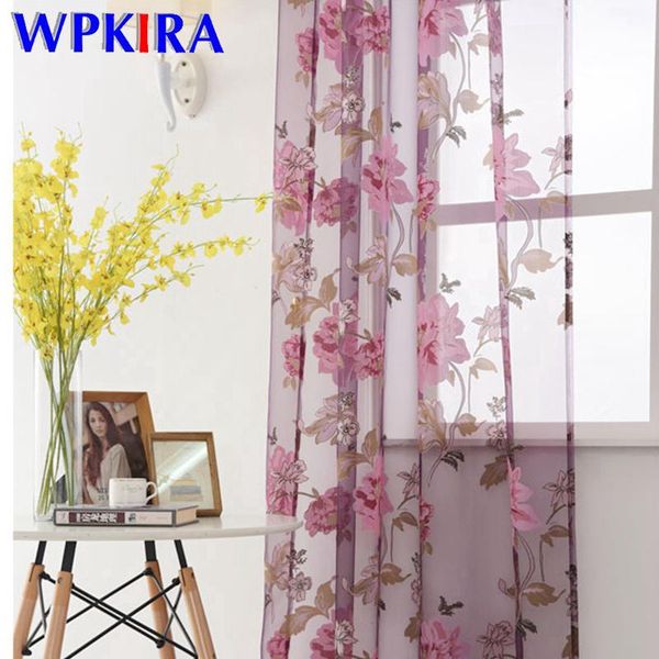 

purple voile curtain for bedroom window treatment peony pattern sheer tulle curtain for living room kitchen door window wp223d3