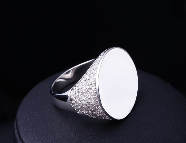 

europe and the united states big exquisite popular pull design private custom zircon women wedding ring, Silver