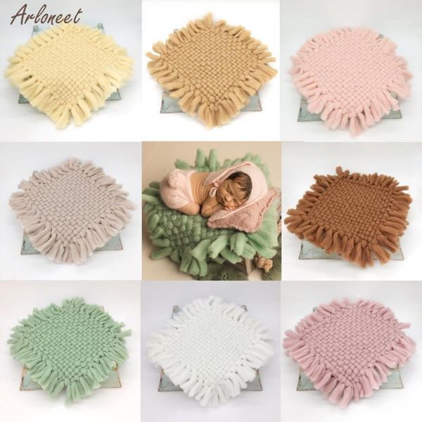 

blankets & swaddling baby blanket born pography props thick knitting wool woven square decorative mat swaddle kids 1