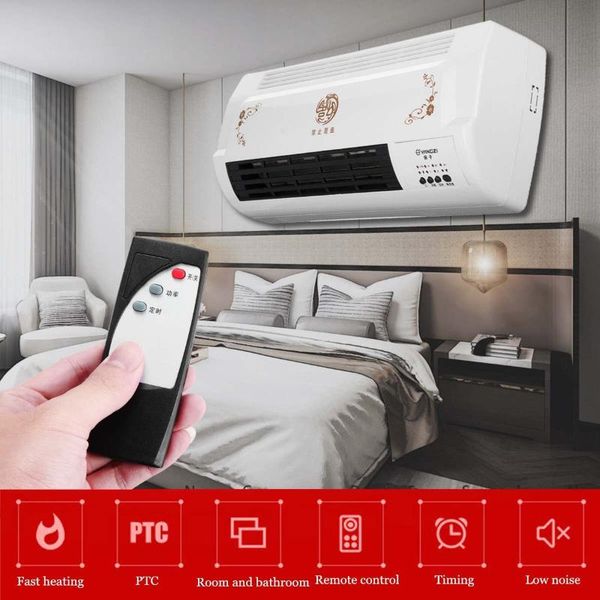 

1500w 220v 3 style led electric air heater wall mounted home warm remote control timer