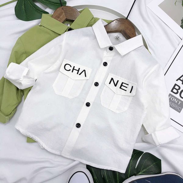 

long sve boys' korean children's letter cotton shirt, White;black