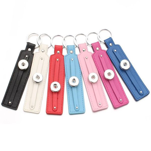 

pu leather snap button keychain fit 18mm metal snap button keyring men's diy jewelry pu bbycbr, Slivery;golden