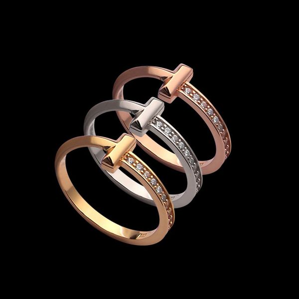 

оригинальный дизайн great 925 качество горячий роскошный дизайн t1 серия ювелирные изделия мужчины женщины нержавеющая буква кольца с полови, Silver