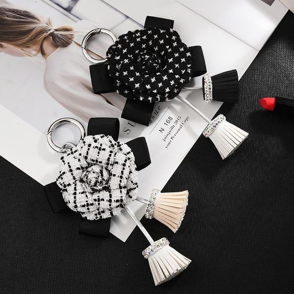 

fashion rose with tassel keychain gifts for women llaveros mujer car bag accessories keyring holder jewelry accessory eh342 h sqclog