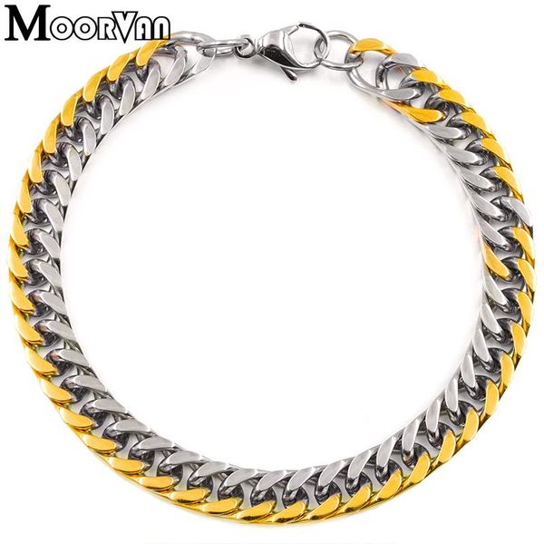 

link, chain moorvan cuban curb cut bracelet stainless steel boys mens hiphop jewelry for friend gift vb599, Black