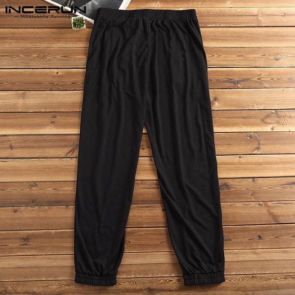 

incerun men solid color casual pants fashion sport pockets sweatpants man elastic waist loose outdoor trousers streetwear s-5xl, Black