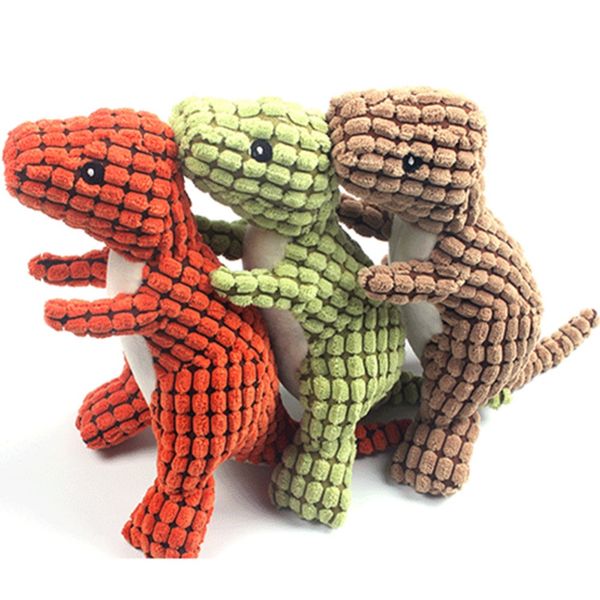 

cute dog plush toy pet chew squeaky toys corduroy sound big dinosaur puppy molar biting toys